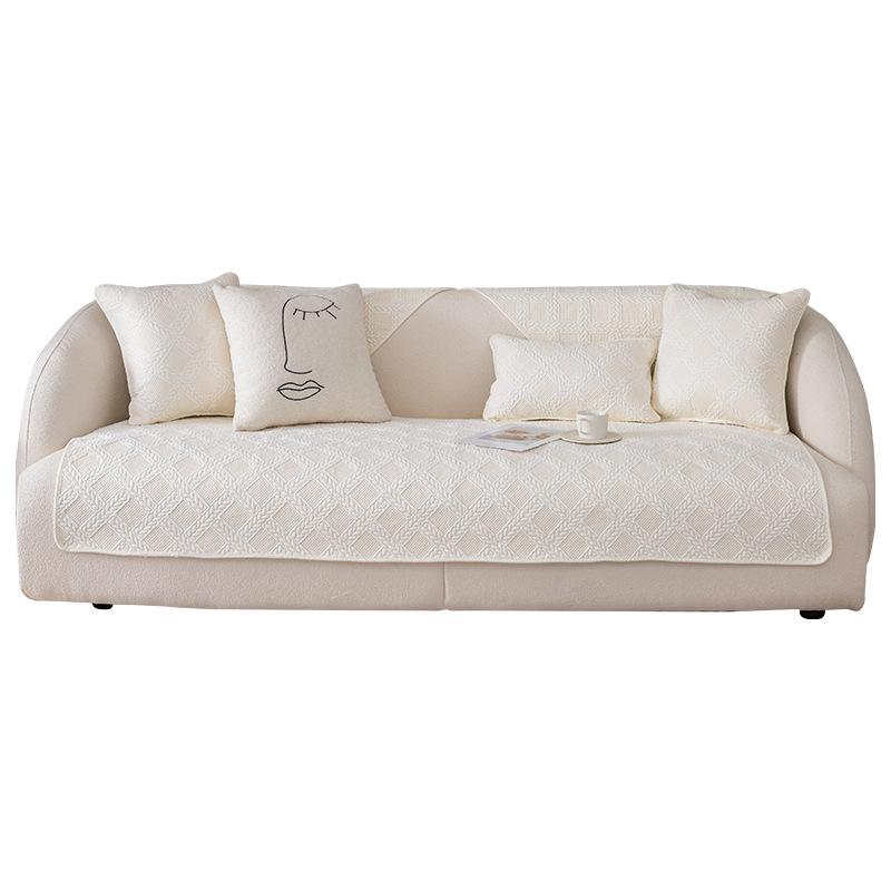 Double-Sided Pure Cotton Cotton Washed Cotton Leather Sofa Pad Fabric Embroidery Non-Slip Cover Cushion Full Cover Cloth Universal In All Seasons
