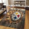 Pittsburgh Steelers3 Flannel Pattern Square Carpet,Area Rug,Carpet Rug for Living Room Bedroom Sofa Playroom Decor,Non-slip Floor Mat