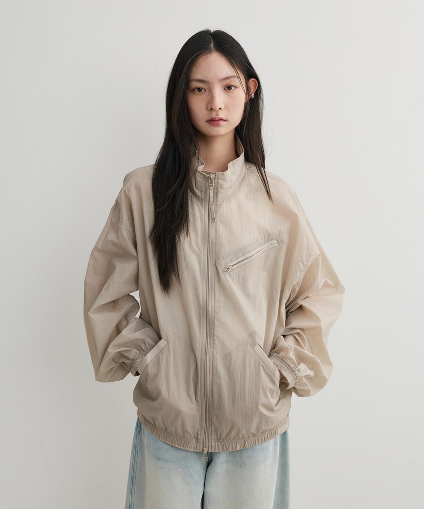 Wmc [Uv Protection] 2-Way Sheared Stand Neck Jacket_Grey