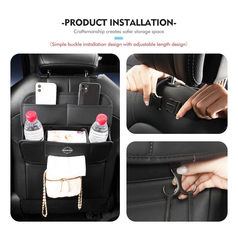 For Nissan Car Seat Organizer Back Storage Bag Rear Anti-wear Pocket J11 J10 Teana J31 Maxima Juke Cube Murano Skyline