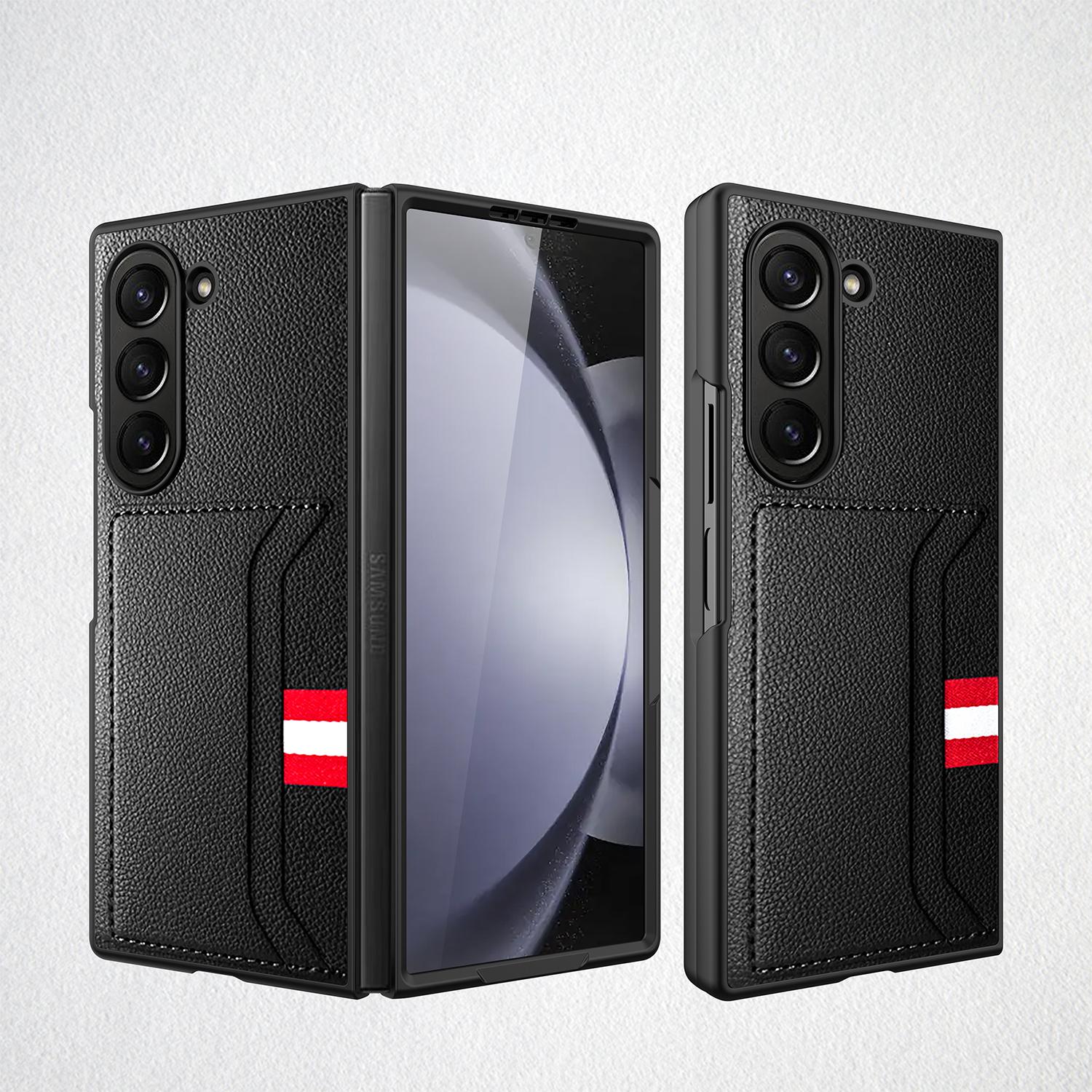 

Роскошный защитный кожаный чехол-чехол для Samsung Galaxy Z Fold6 5G Fold5 Fold 6 5 Fold4 Fold3 Fold2 Fold 3 4 2 Card Slot Coque for Samsung Z Fold 6 чёрный