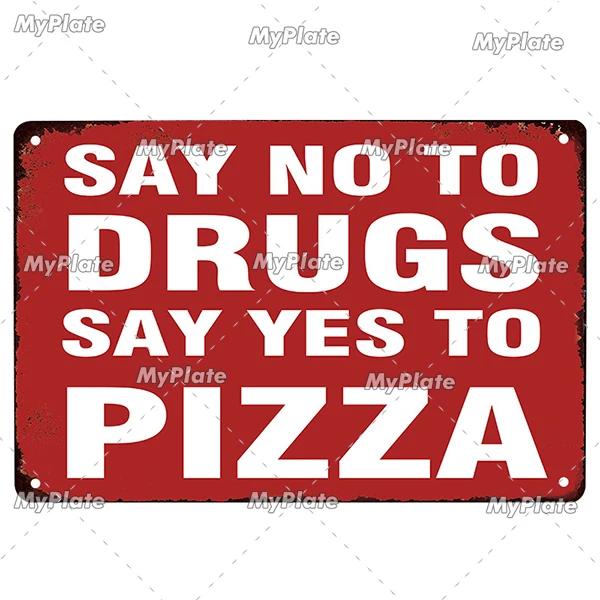 I Love Pizza Metal Poster Tin Sign Vintage Metal Sign Plate For Bar Pub Wall Decor Plaques Kitchen Wall Sign Bar Decor Poster
