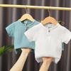 Ethnic Style Baby Summer Cotton Short Sleeve Top - Double Layer Gauze Loose T-shirt