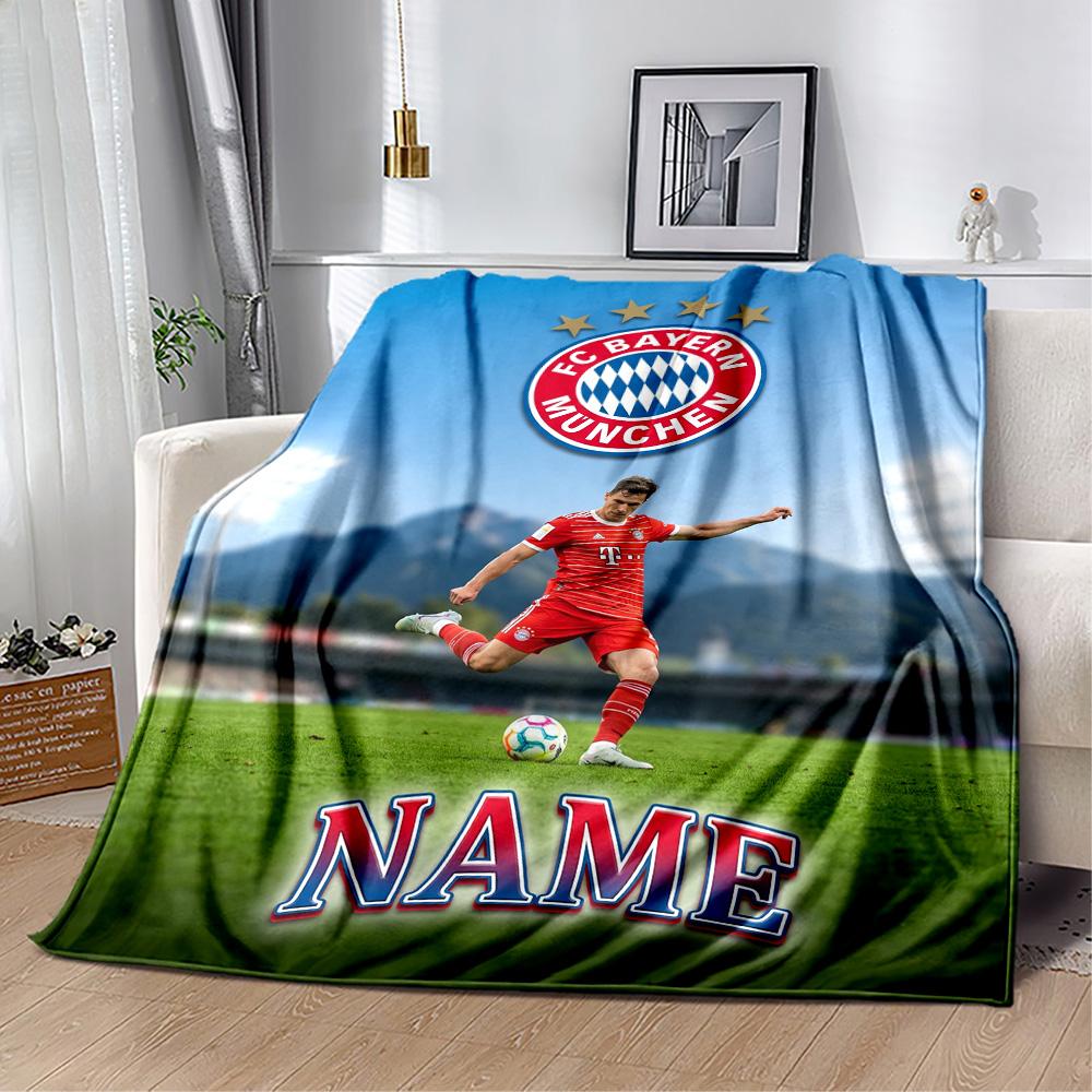 Bayern Munich Jersey Personalized Name Blanket Cozy Customizable Blanket Warmthful Decor Great for Nap Office Seaside Bed All-Season Use