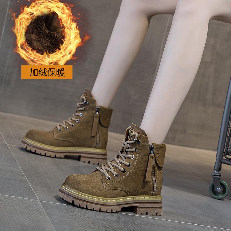 2025 frosted leather leather Martin boots women's retro locomotive European and American short tooling boots British style versatile women's boots