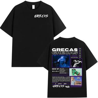 Rapper Grecas 2025 Album Graphics T-shirts Men Gothic High Quality T-shirt Vintage Oversized Short Sleeve Tees Streetwear Summer