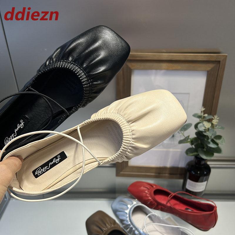 Fashion Fashion Shallow Ladies Mary Janes Flats Shoes Soft Female Square Toe Footwear Slip On Women Ballet Flats Shoes 2025 New
