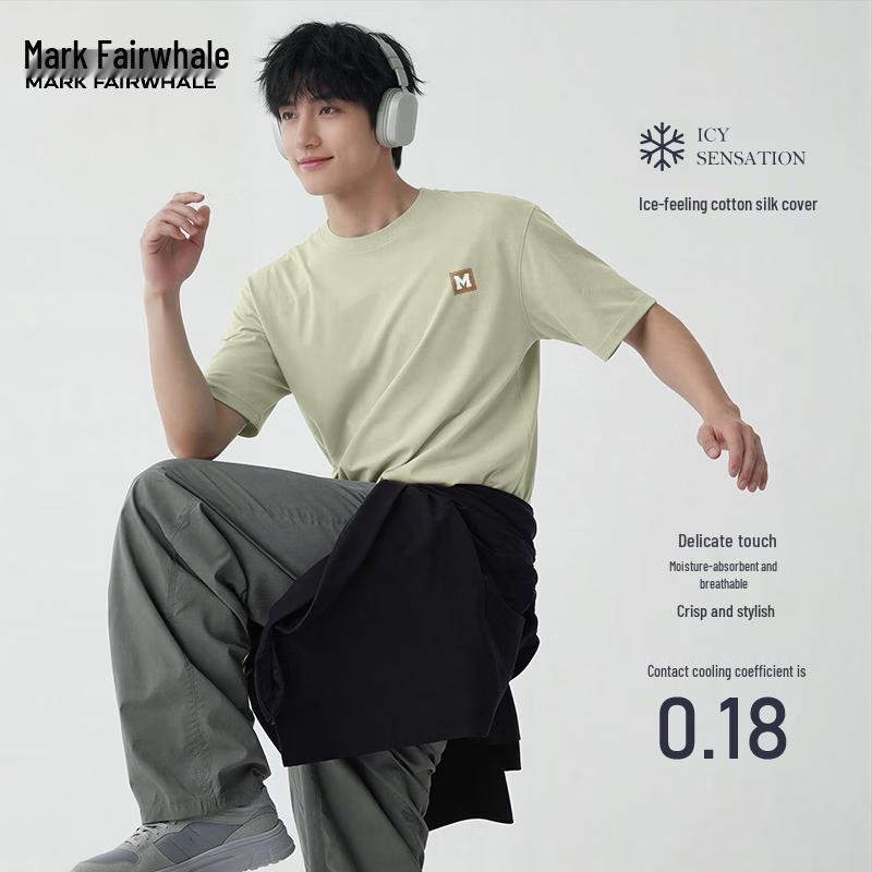 

MARK FAIRWHALE Men s Ice-Feel Cotton Loose Fit Short Sleeve T-shirt 5XL