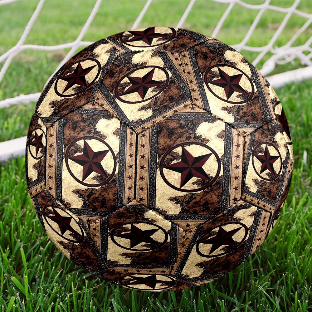 Western Texas Star Indoor Soccer Ball Size 5 Colorful All Ages Machine Stitched PVC Competition Ready Durable High-Bounce