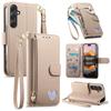 Zipper Style Flip Credit Card Case Pouch Bag for Samsung Galaxy A53/A54/A55/A56/A14/A15/A17/A16 Rope Phone Cover