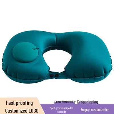 Inflatable U-Shaped Velvet Neck Pillow - Travel Essential, Foldable & Portable