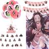 Slayer Kamado Demon Nezuko Birthday Party Decoration Balloons Banner Cake Topper