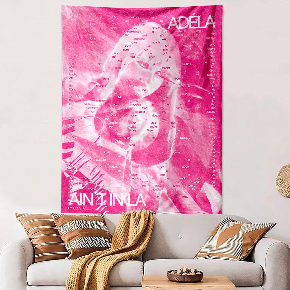 Adela Ain't in LA Tapestry Wall Hanging, Music Tour Poster Art, Trendy Wall Decor for Bedroom Living Room Dorm