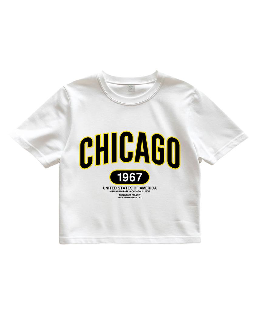 ONEHUNDREDPERCENT FOR WOMAN Ohpxdreamday Chicago Millennium Park Women'S Crop Short Sleeve T-Shirt
