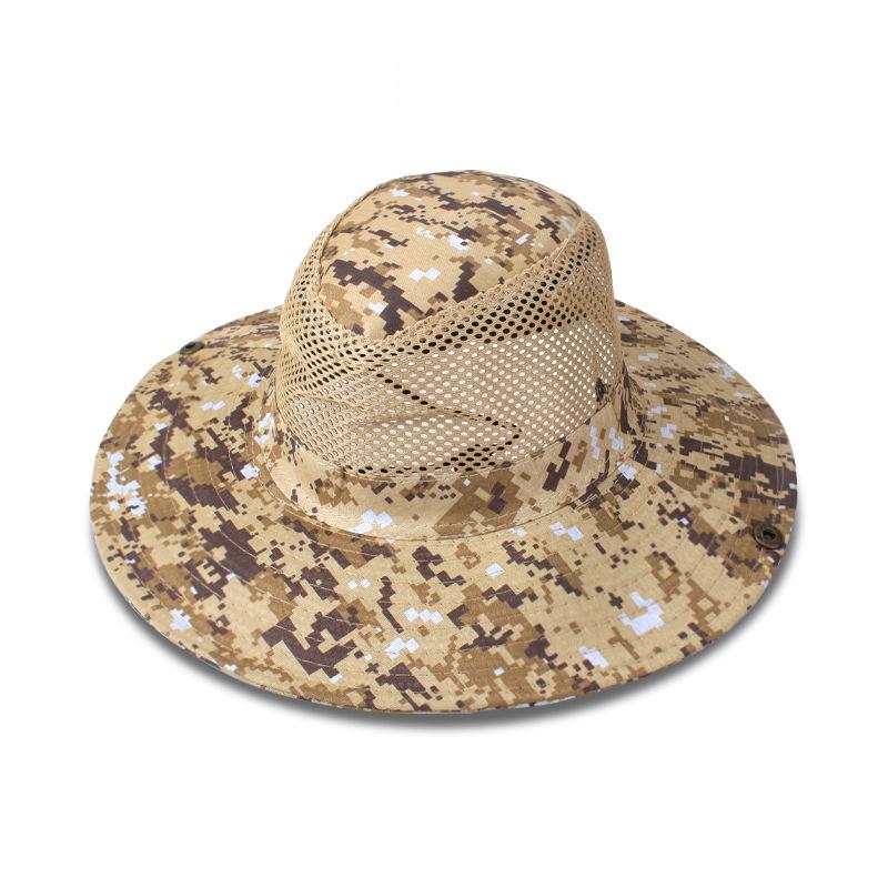 Updated Tactical Camouflage Male Bucket Hat Breathable Mesh 9cm Brim Sun Hat Male Foldable Outdoor Jungle Hunt Camping Angling  Practical Use