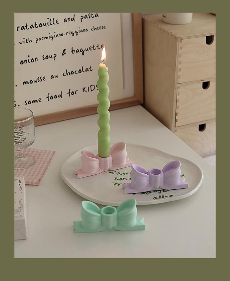 Inspired Atmosphere Candlestick: Creative Long Stem Aromatherapy Candle Holder with Plaster Bow Ornament for Home Decoration