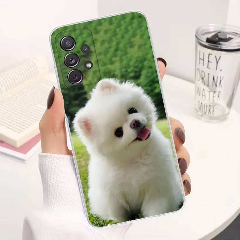 Cute Maltese Dog Phone For Samsung A30,71,51,S20,10,9,Ultra,FE,Lite, S21,23,22,PIus,Transparent, Silicone Case