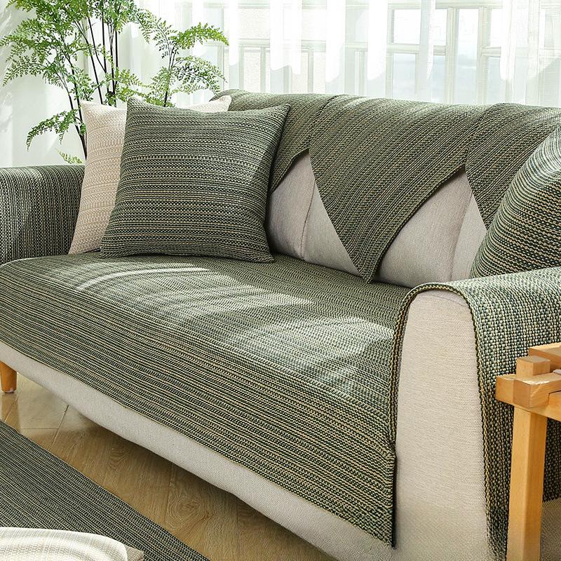 Sofa Cushion Cotton and Linen Four Seasons Universal Non-Slip Fabric Cushion Linen Old Coarse Cloth Sofa Cover Cover Cloth Simple Modern