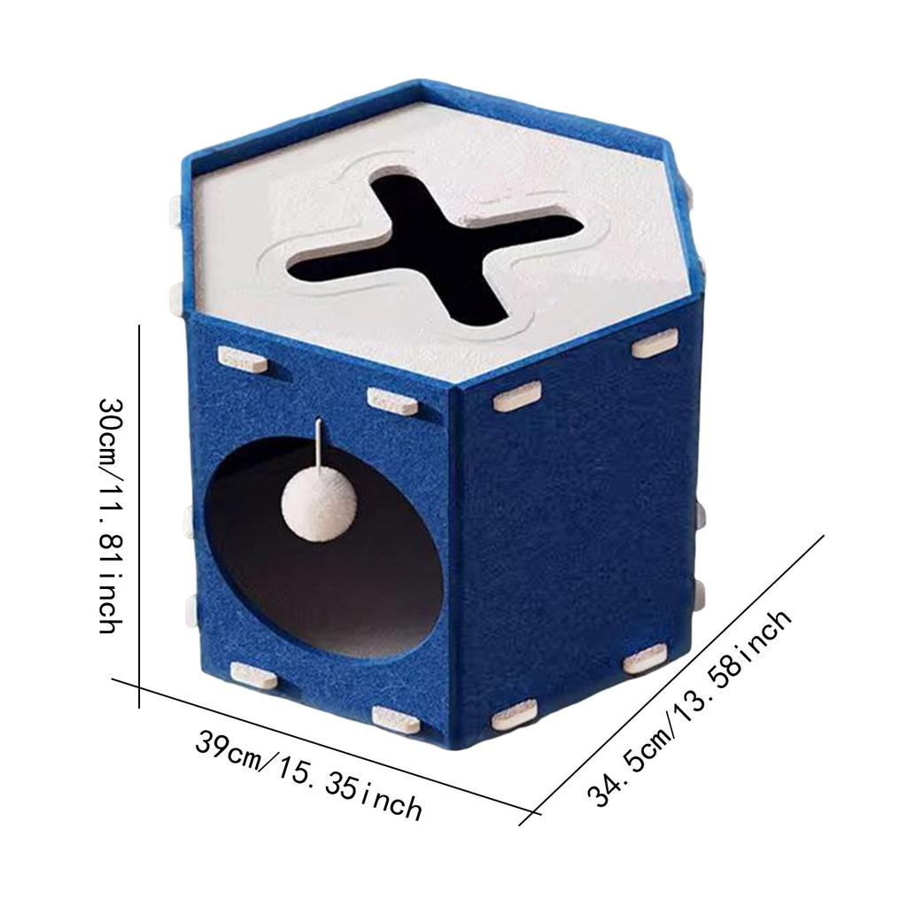 Felt Cat House for Small Medium Large Cats Peephole with Ball Hanging Furniture Kitten Cave Tunnel Extra Large Scratch Resistant