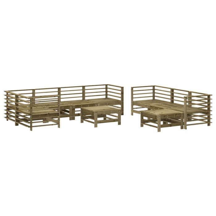 VidaXL Salon de Jardin avec Coussins 10 pcs, Canapé avec Dossier, Ensemble de Meubles avec Table Basse Patio Terrasse, Bois 3186101