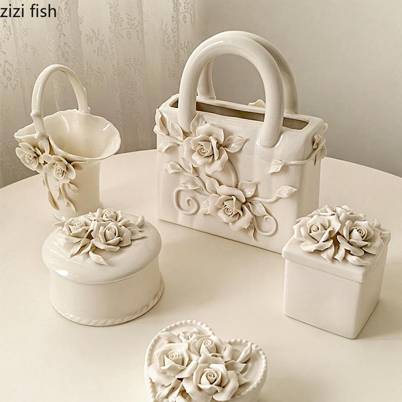 Camellia Ceramic Tableware Hydroponic Vase Ornament High Footed Plate Dining Plates Coffee Cup Storage Jar Show Plate Snack Bowl