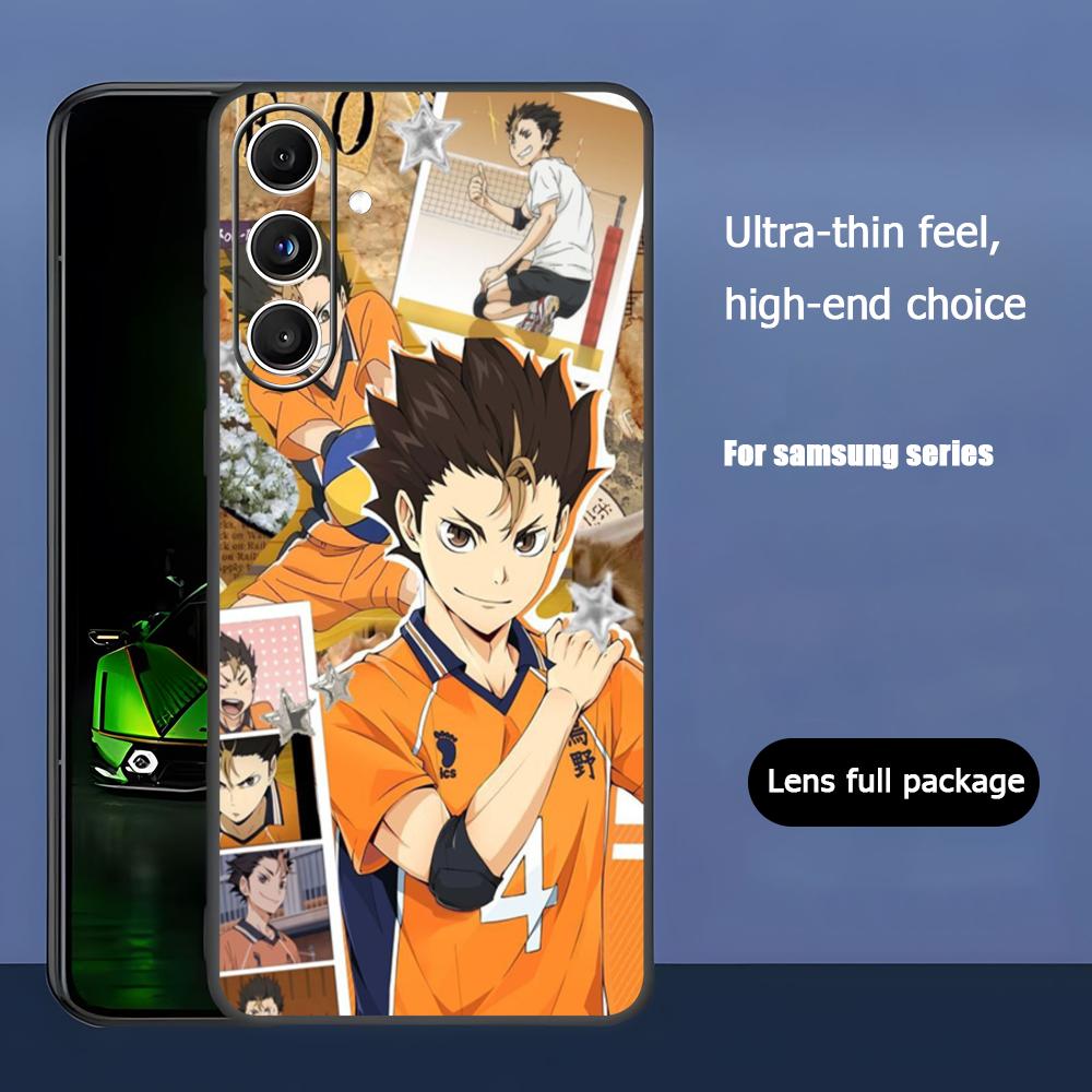 Haikyu Anime Nishinoya Yuu Phone Case For Samsung Galaxy S25 S24 S23 S22 S21 S20 Plus Ultra Note20 Soft Black