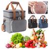 13L Insulated Cooler Bag Dual Compartments Portable Insulation Handbag Large Capacity Insulated Lunch Bag for Camping Picnic