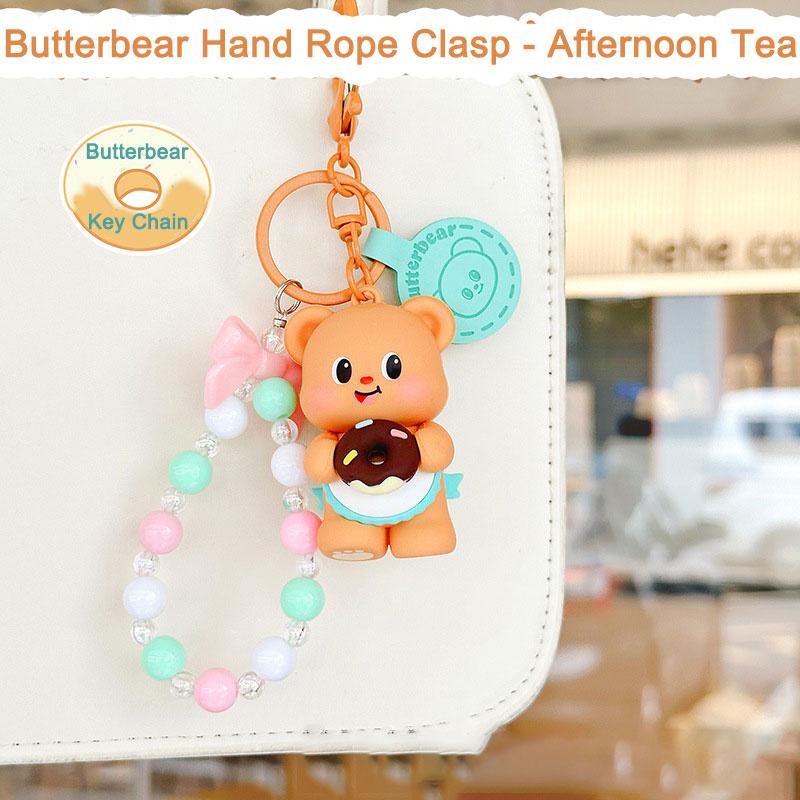 Butterbear Dessert Plush Doll Keychain Ring Butter Bear Cute Car Key Chain Pendant