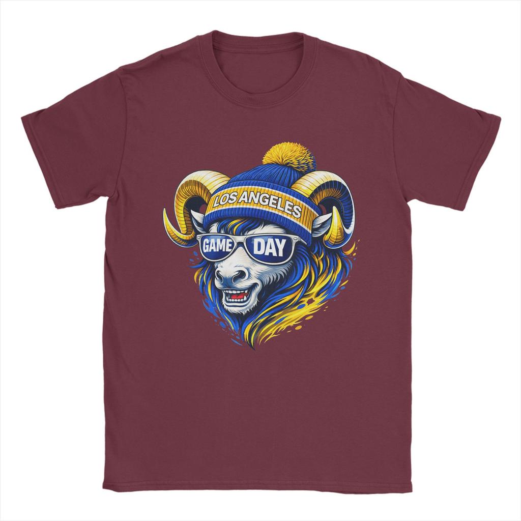 Ram with Beanie and Sunglasses Game Day Vibes Unisexs T Shirts  Funny Tees Short Sleeve Round Collar Cotton Plus Size Clothing