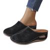 Women's Wide Width Platform Mule Slippers - Wedge Sole Closed Toe Slides for Summer, Suede Rocking Sole House Shoes