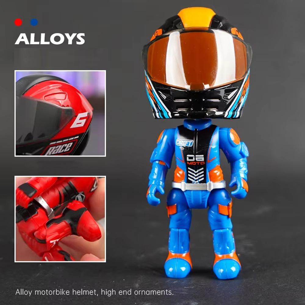Deformation Helmet Simulated Motorcycle Rider Doll Movable Limbs Movable Figurine Model  Kids Toy