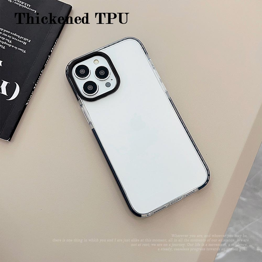 Kontrastfarbe Verdickter Rahmen Geeignet für IPhone 13 Handyhülle Apple 15 Promax Transparent 16 Silikon 12 Weiche Hülle 14