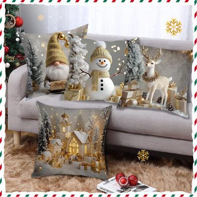 Poszewka na poduszkę świąteczną Lniana Sofa Druk cyfrowy Poduszka Sypialnia Salon Sofa Dekoracyjna poduszka lędźwiowa Poduszka