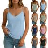 Women Casual Linen Tank Top with Thin Straps and Side Slit Hem Sleeveless Blouse Lightweight Summer Vest