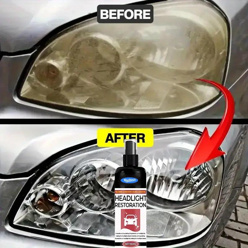 Car Headlight Restoration Spray Remove Yellowing Oxidation Blur Improve Light Transmittance