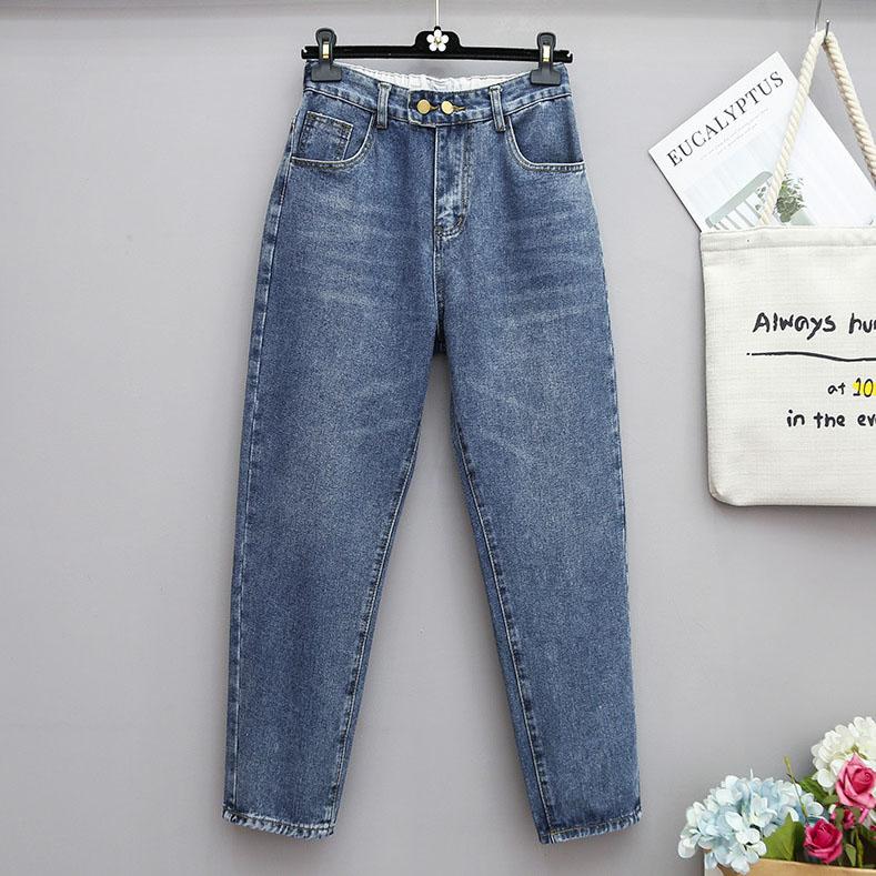

Women Baggy High Waist Harem Jeans Streetwear Solid Ankle Length Vaqueros Korean High Waist Loose Vintage Casual Denim Pants L синій