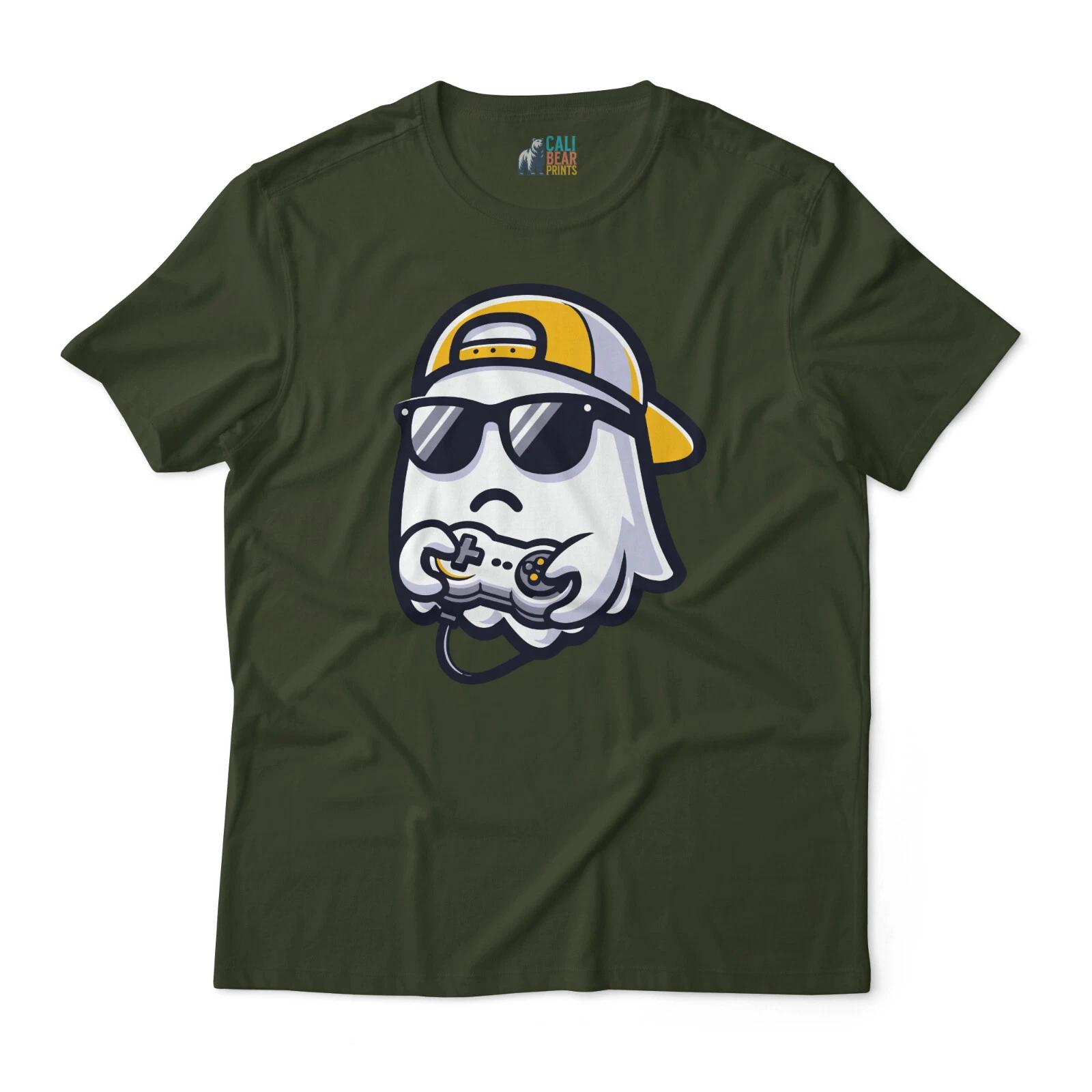 Cool Gamer Ghost T shirt - Retro Video Game Graphic Tee S