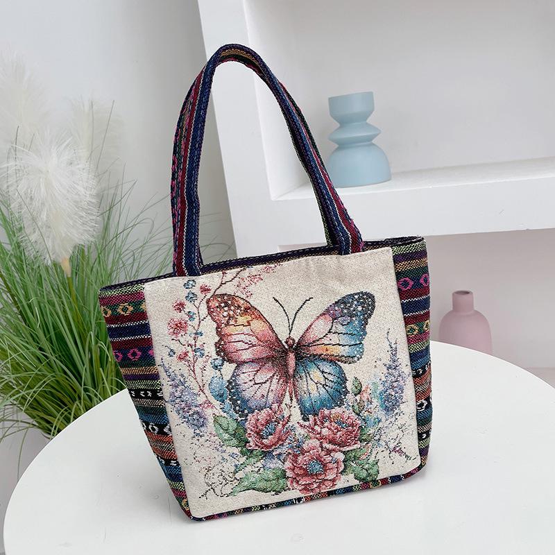 Embroidered Canvas Tote Bag - Chinese Style for University Women