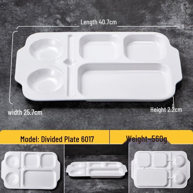

JINMEILI Melamine 5-Compartment Divided Dinner Plate