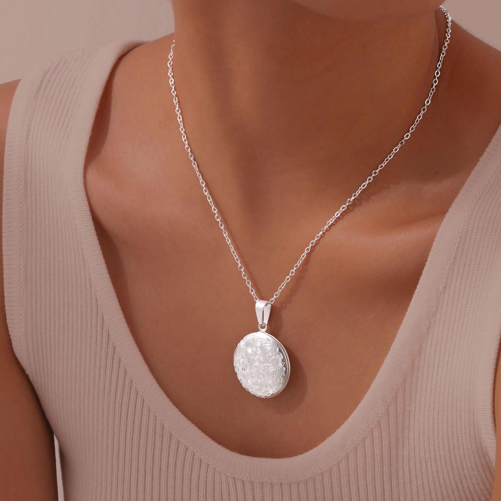 Collane Ciondolo Cornice Foto Personalizzabile Gratuita Vnox, Ciondolo Rotondo Contiene Immagine Foto, Collane Medaglione Commemorativo d'Amore Regalo per Donne