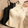 Summer Sexy Flower Knitted Camisole Women's Solid Color Sleeveless Slim Crop Top