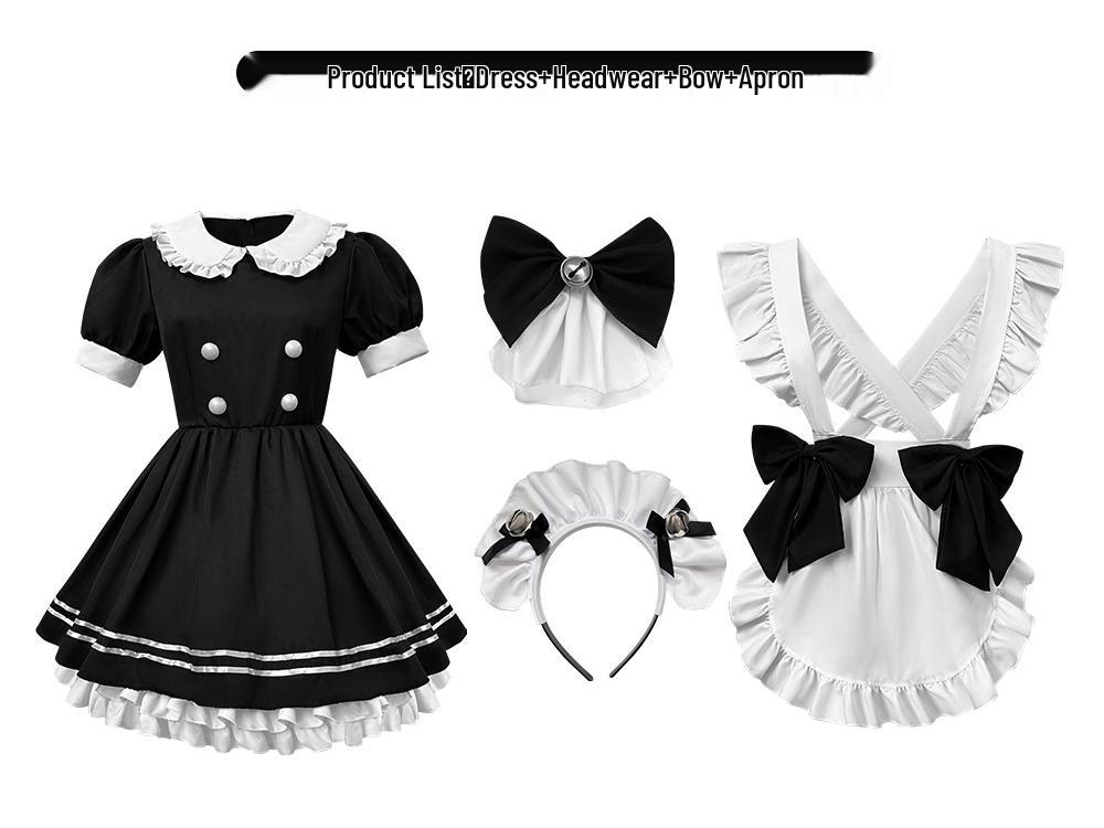 2025 Japonský Anime Maid Kostým - Roztomilé Lolita Černobílé Crossdresser Šaty