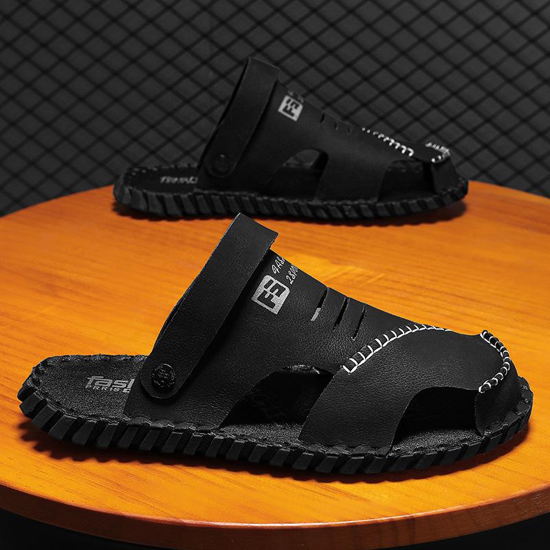 Men's shoes 2025 summer new large size breathable soft sole outdoor beach sandals wading one pedal dual-purpose cool slippers