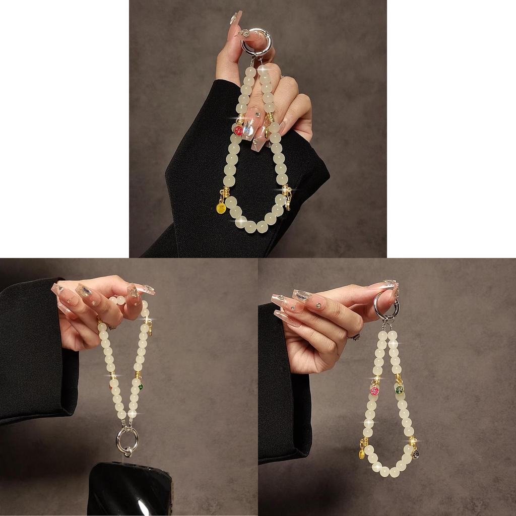 Portable Pvc Handcrafted Phone Lanyard With Peace And Joy Beads For Men And Women