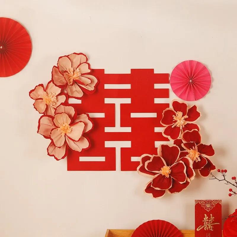 30cm Wrinkle Flower Wedding Room Background Wall Decor Chinese New Year Decoraiton Room Valentine's Day Gift Decor