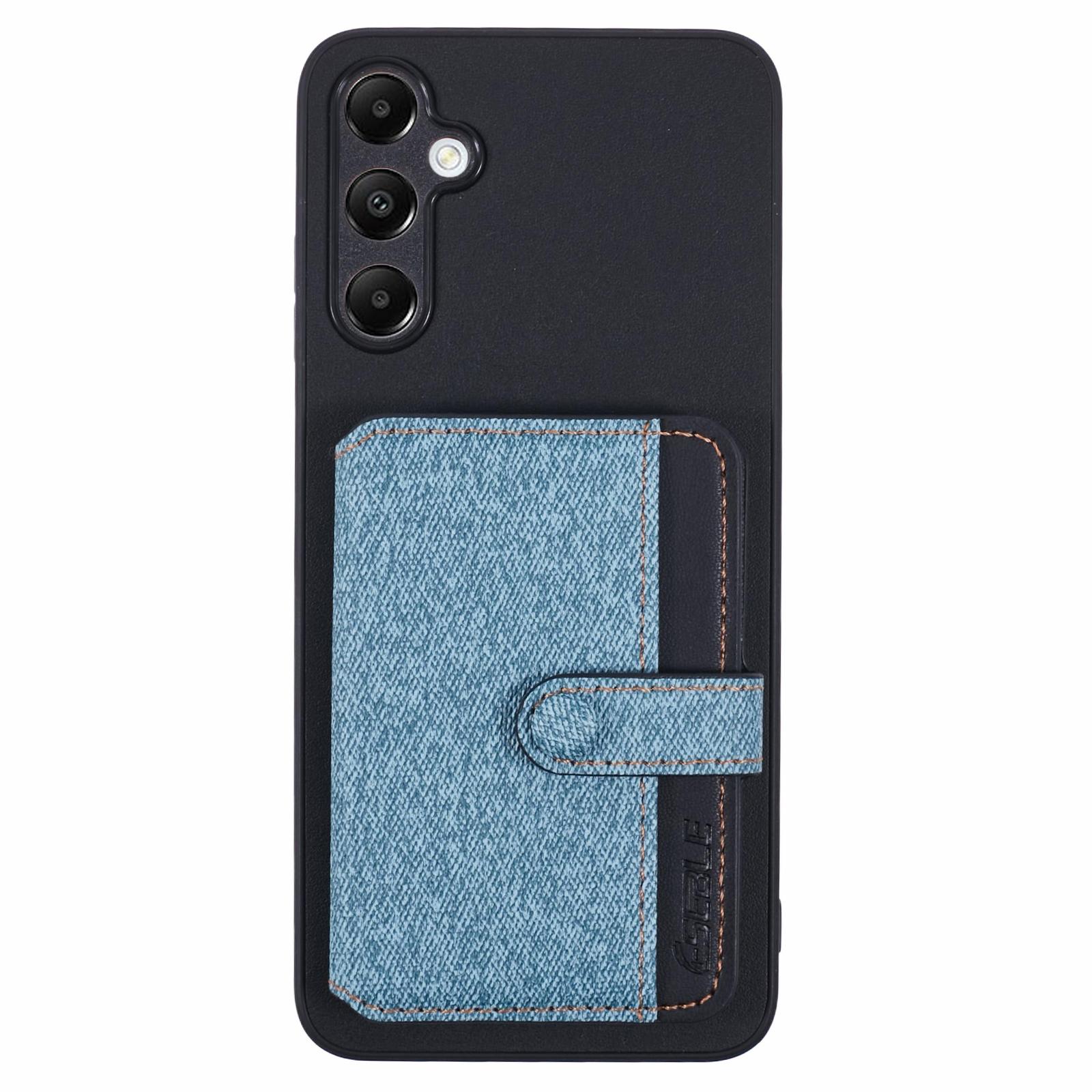 

For Samsung Galaxy A05s 4G Phone Case Adhesive Card Bag Color Matching with Kickstand Blue