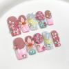 10Pcs Handmade Coffin Press On Nails, French Gradient 3D Flower & Starfish False Nails