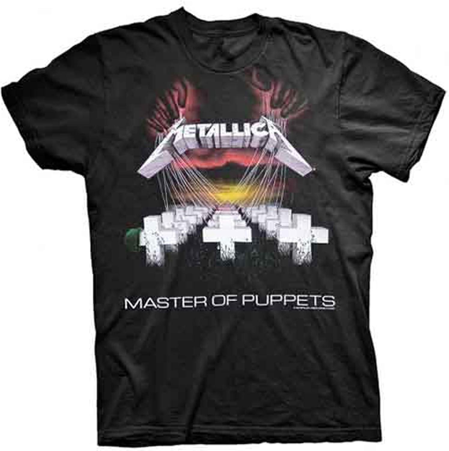 Metallica T Shirt Master of Puppets Band Logo Official Mens Black S