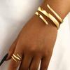 Stainless Steel Water Drop Bangle Ring Set for Women Geometric Teardrop Open WristCuff Irregular Twisted Bracelet Jewelry