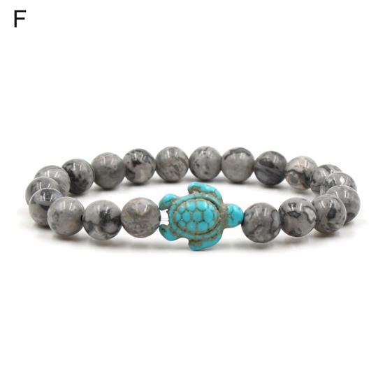 Beads Bracelet Sea Turtle Beaded Elastic Rope Adjustable Boho Decoration Valentines Day Gift Women Men 8mm Natural Faux Stone Friendship Bangle Dating